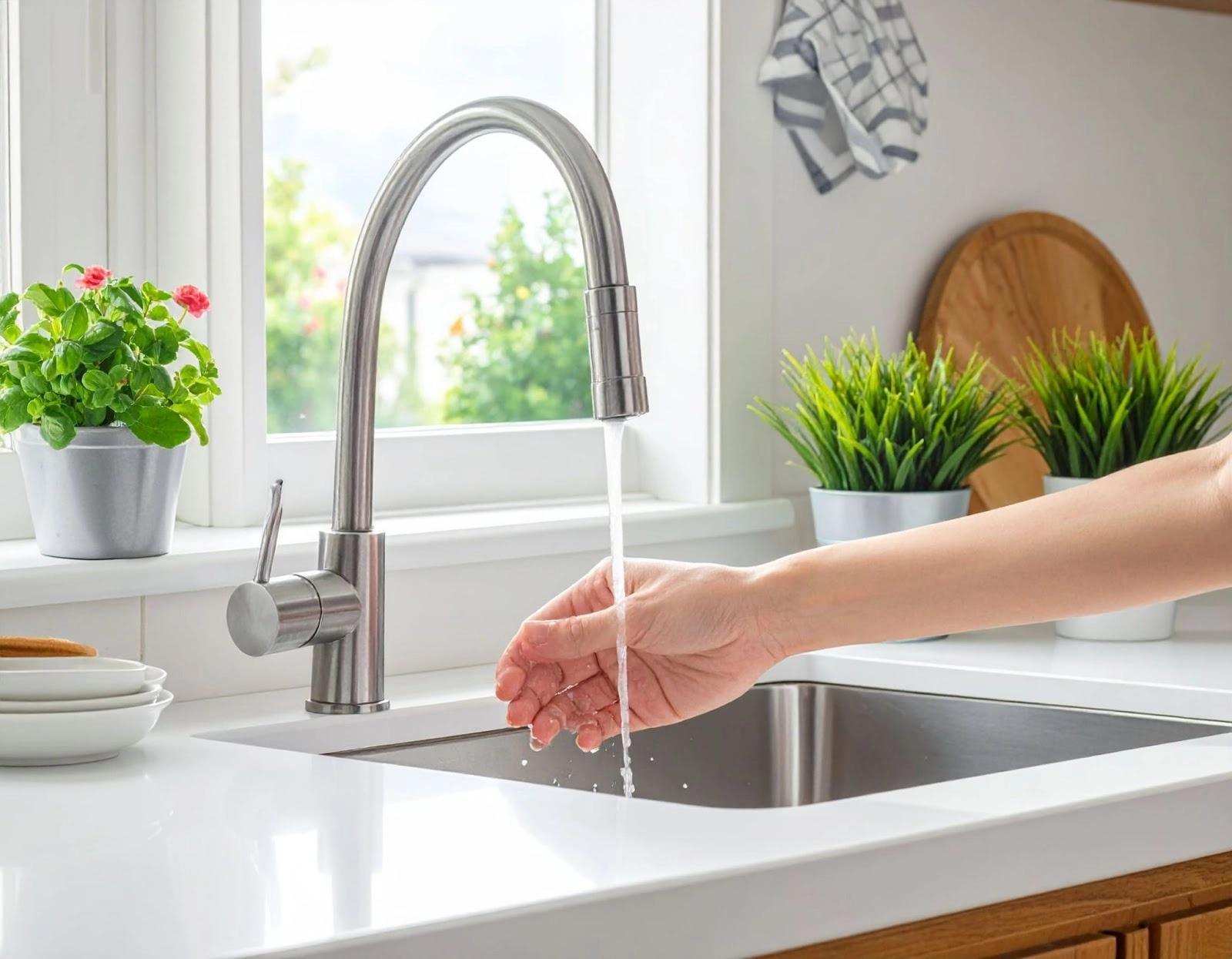 打開廚房水龍頭