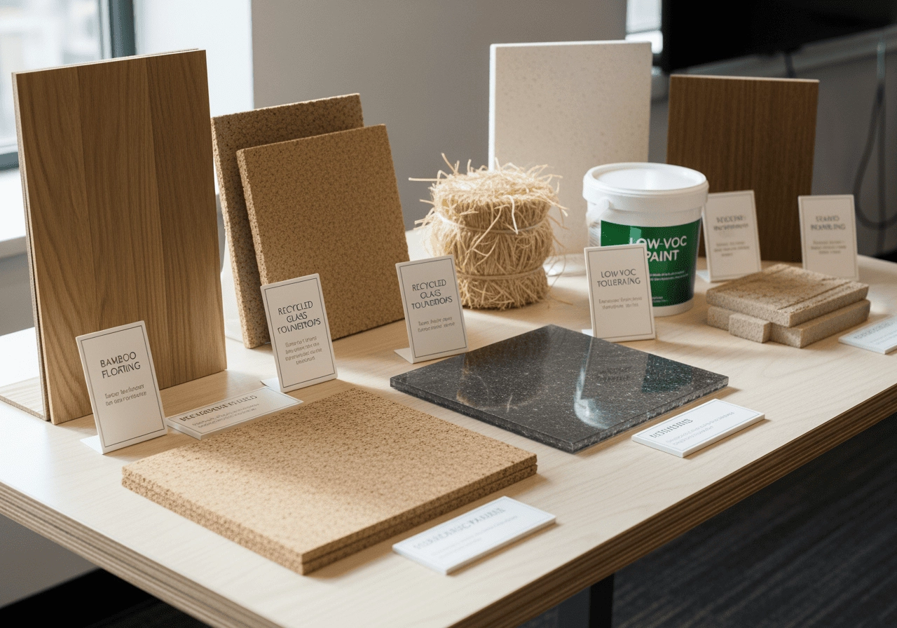 桌上放著綠建材