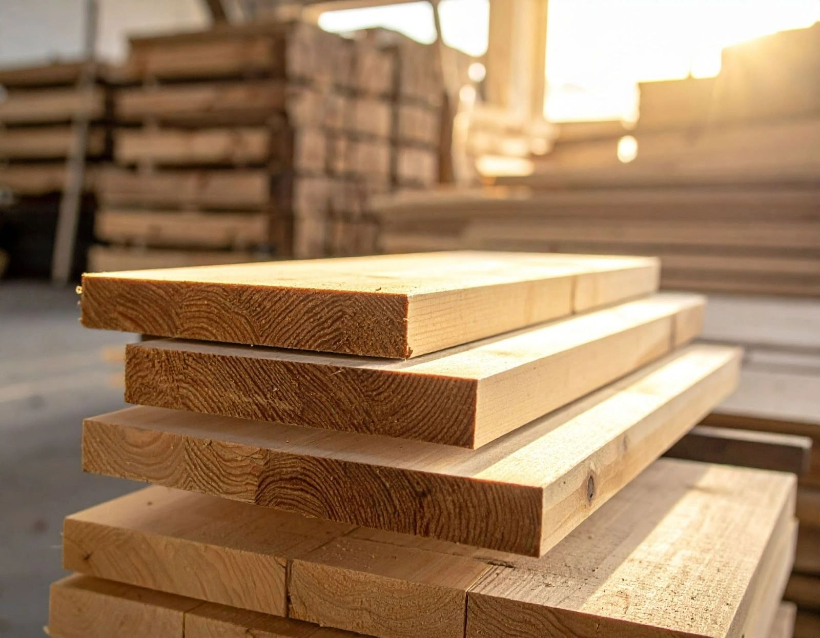 室內裝修工地堆放木板材料