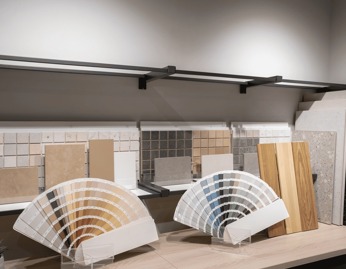 建材樣本、色卡並列展示