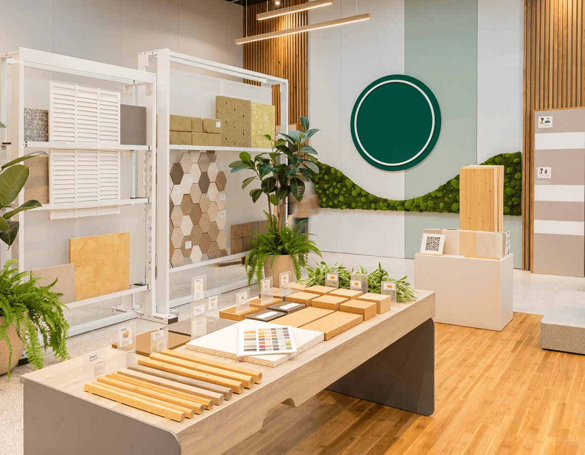 綠裝修設計品牌展示空間，陳列綠建材樣本