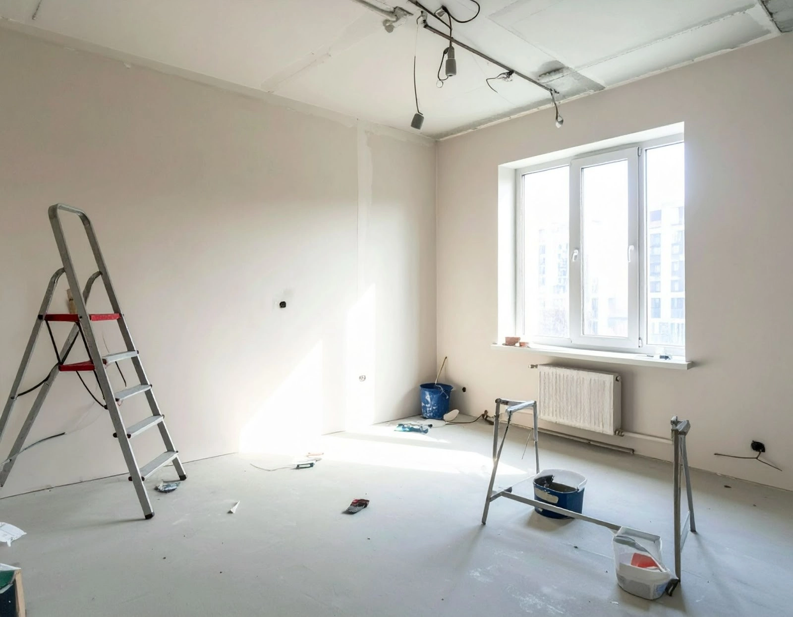 室內裝修施工現場,牆面尚未封板