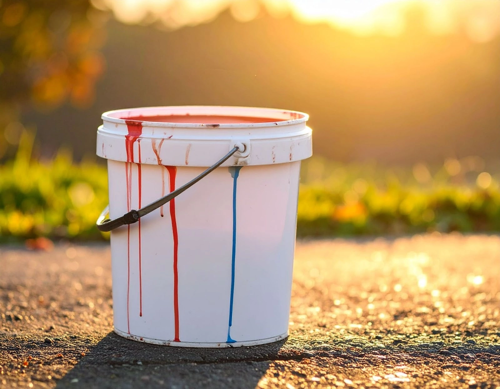 放在地上的油漆桶