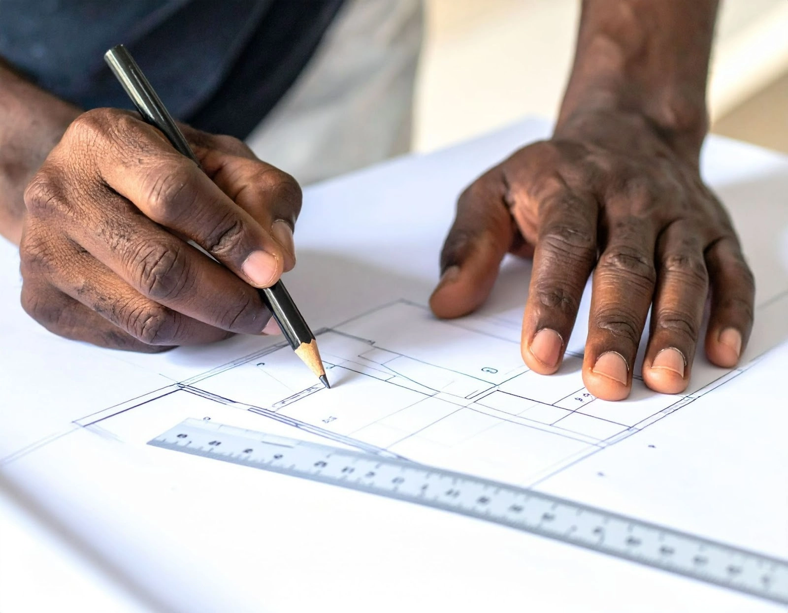 設計師在圖面上標註隔間與門向