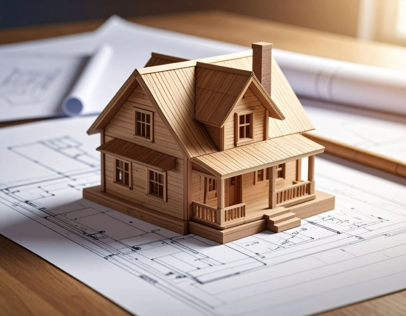 設計稿上的木屋模型